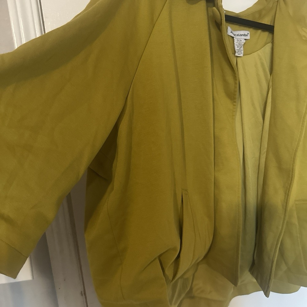 Jessica London Overcoat Blazer Jacket Womens 24‎ Green Lined Shawl Collar - Picture 7 of 8